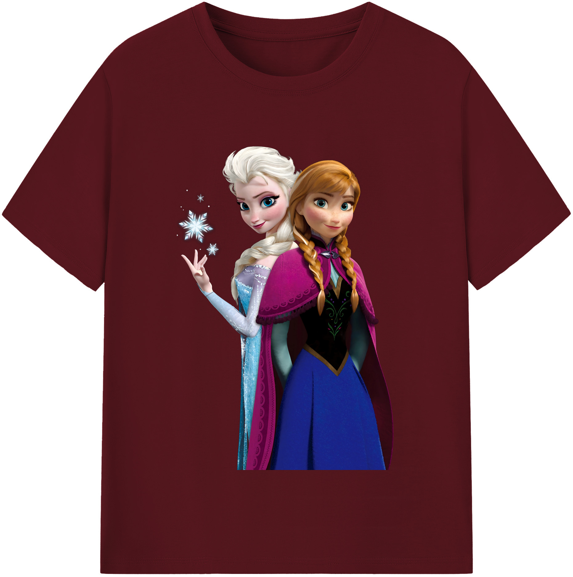 （画像用） アナと雪の女王 アンナ エルサ Frozen Anna Elsa 綿100％半袖Tシャツ（フロントプリント）